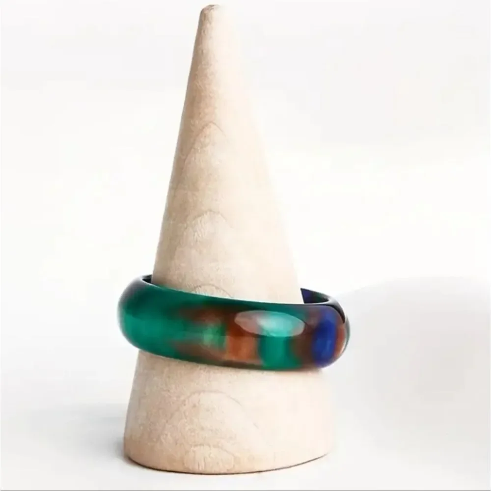 Colorful Rainbow marble Resin unisex Ring sz 9